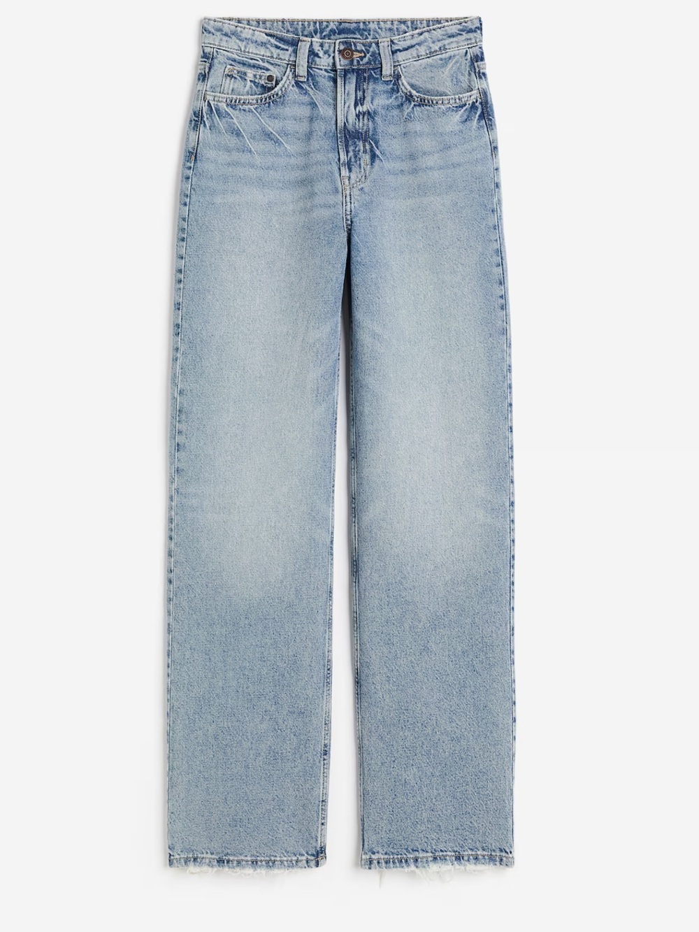 H&M Wide-Leg Ultra High Rise Denim Jeans Light Wash Distressed Women’s Size 14